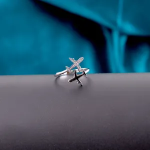 Black Plane Sterling Silver Ring