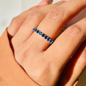 Blue Cz Band Silver Ring - From Purl