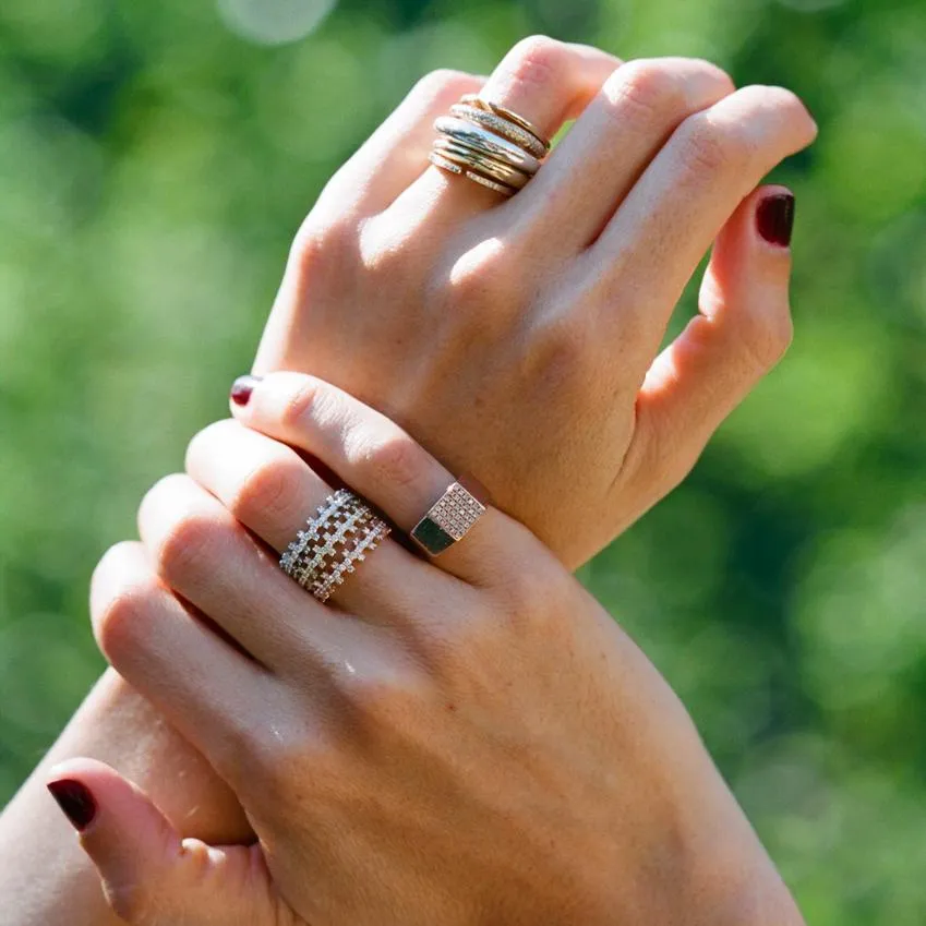 Bolt Ring with White Pavé Diamonds