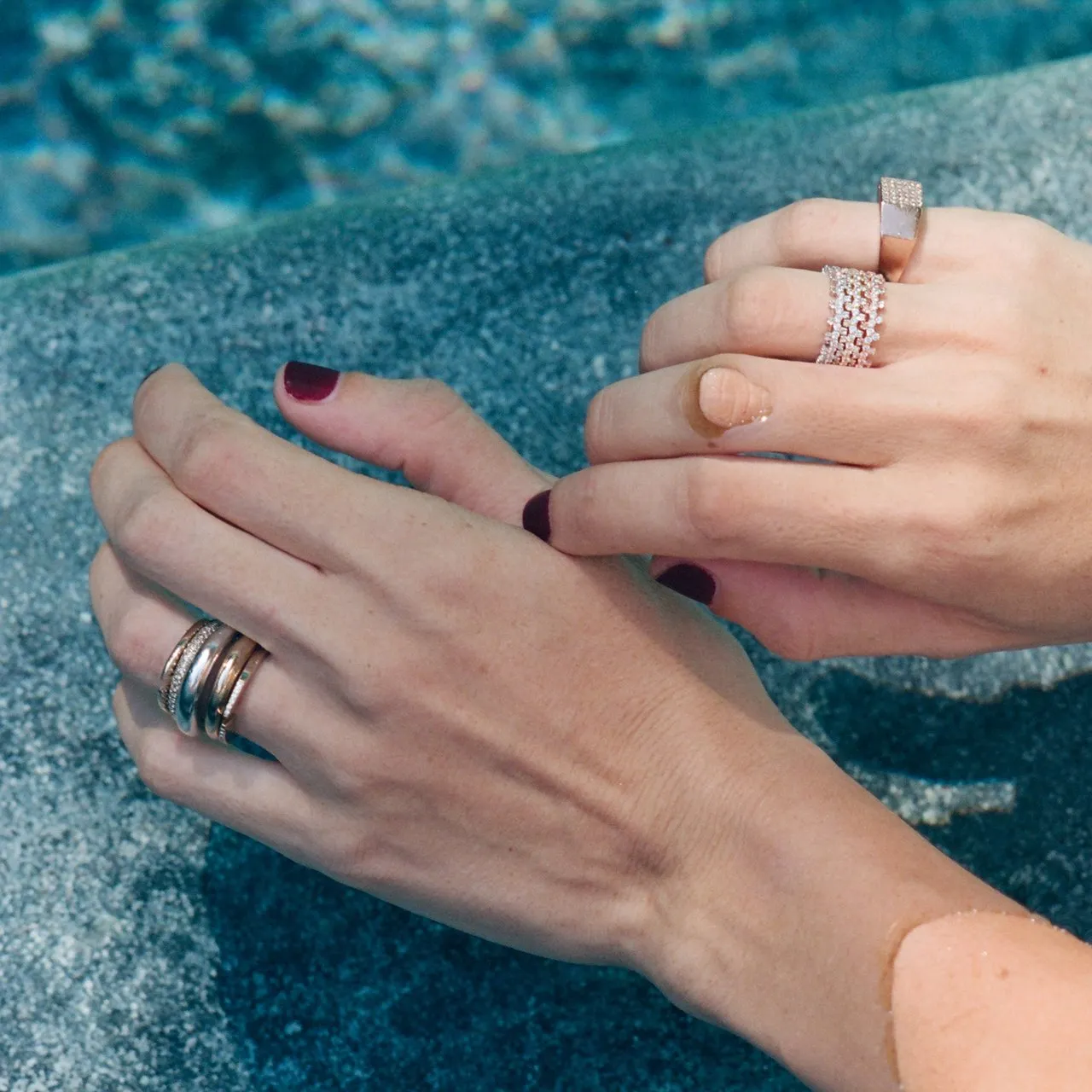 Bolt Ring with White Pavé Diamonds