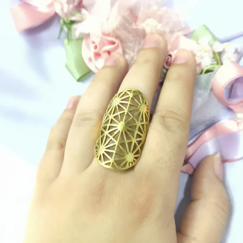 Brass Adjustable Ring for Women | Gold | Web Design