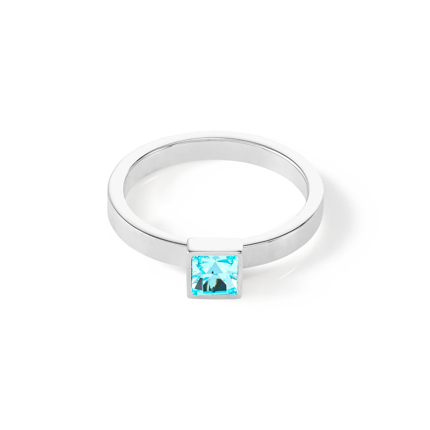 Brilliant Square small ring silver aqua