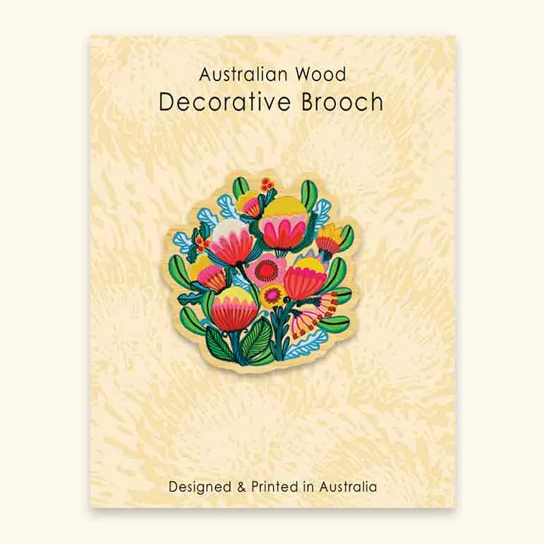 Bush Bouquet Wooden Brooch