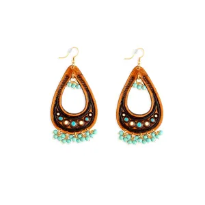 Camellia Hand-Tooled Leather Earrings