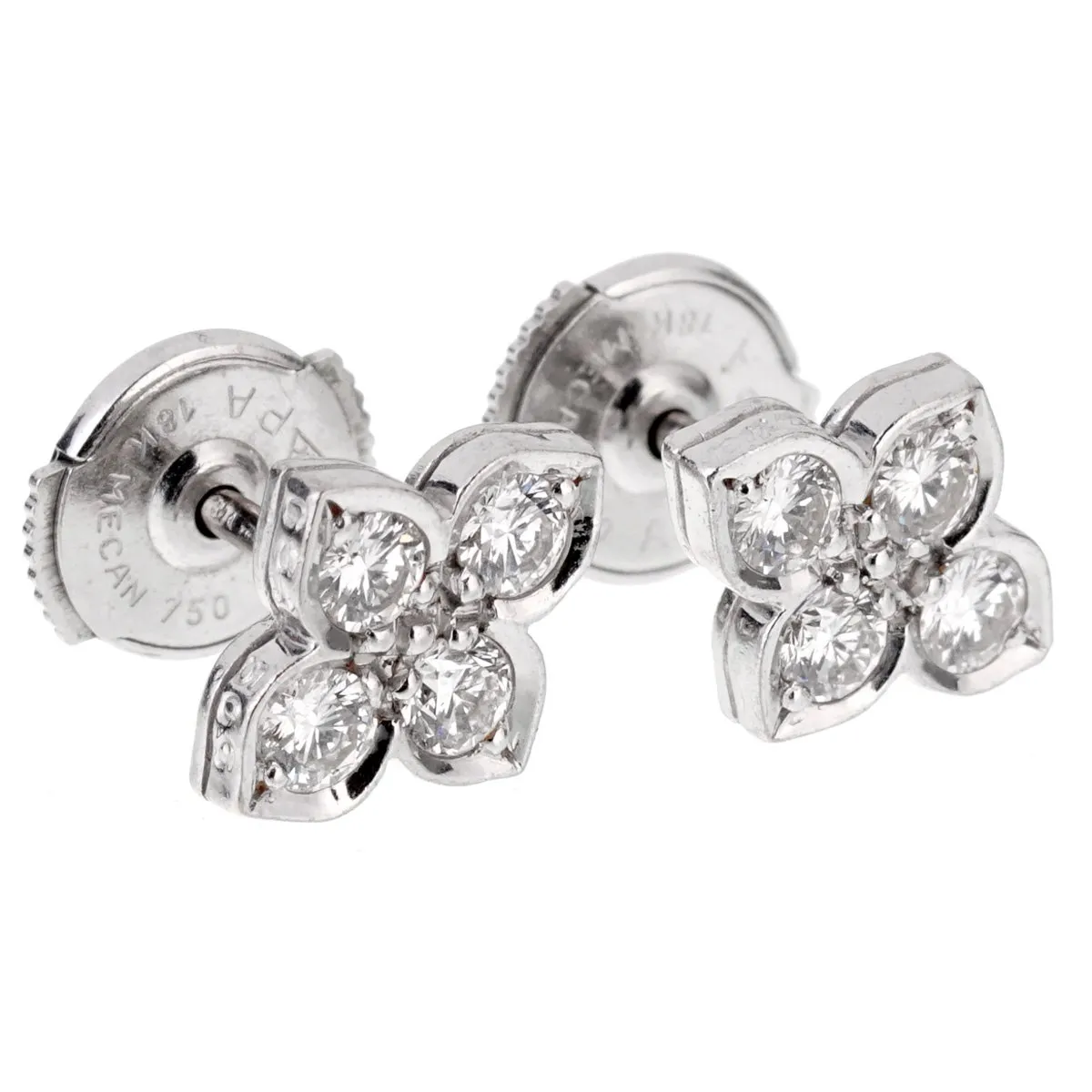 Cartier Flower Diamond White Gold Stud Earrings