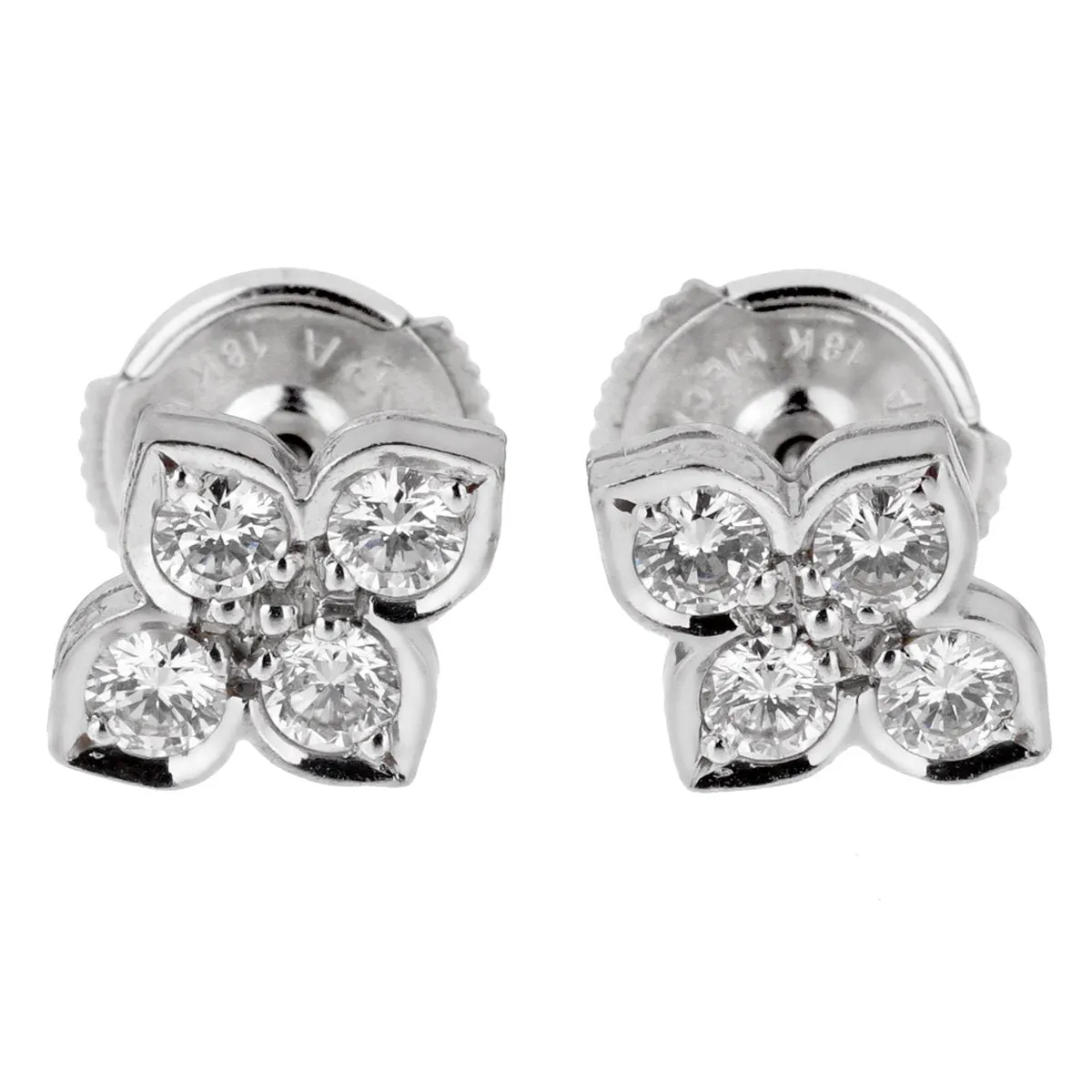 Cartier Flower Diamond White Gold Stud Earrings