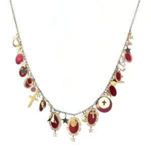 CATHOLIC CHARMS NECKLACE - GOLD AND DIAMONDS