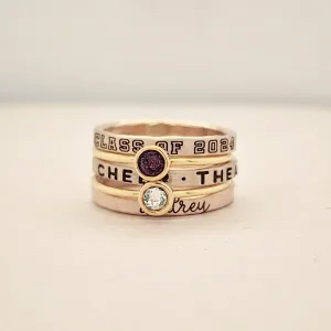 Class Ring Set in yellow gold filled