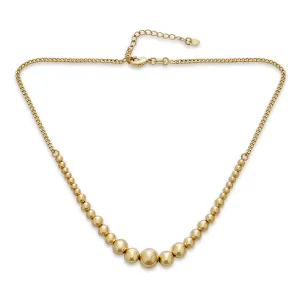 Classic Elegant Round Ball Pendant Necklace Gold Plated Graduated 3-10MM Choker