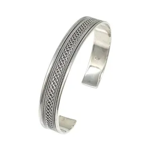 Classic Men's 925 Sterling Silver Celtic Bangle Bracelet | Silver Bracelet for Men