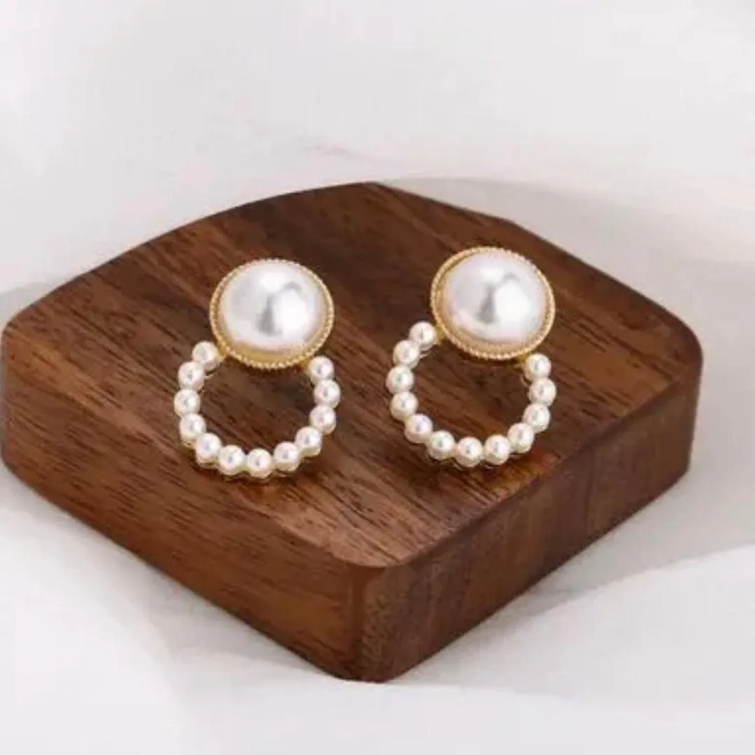 Classic Pearl Circle Drop Earrings