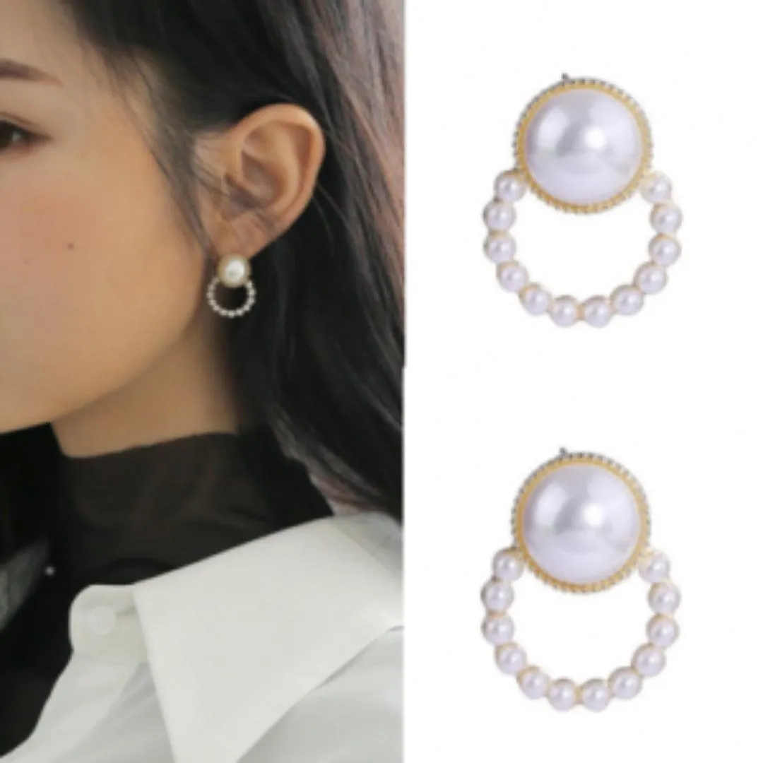 Classic Pearl Circle Drop Earrings