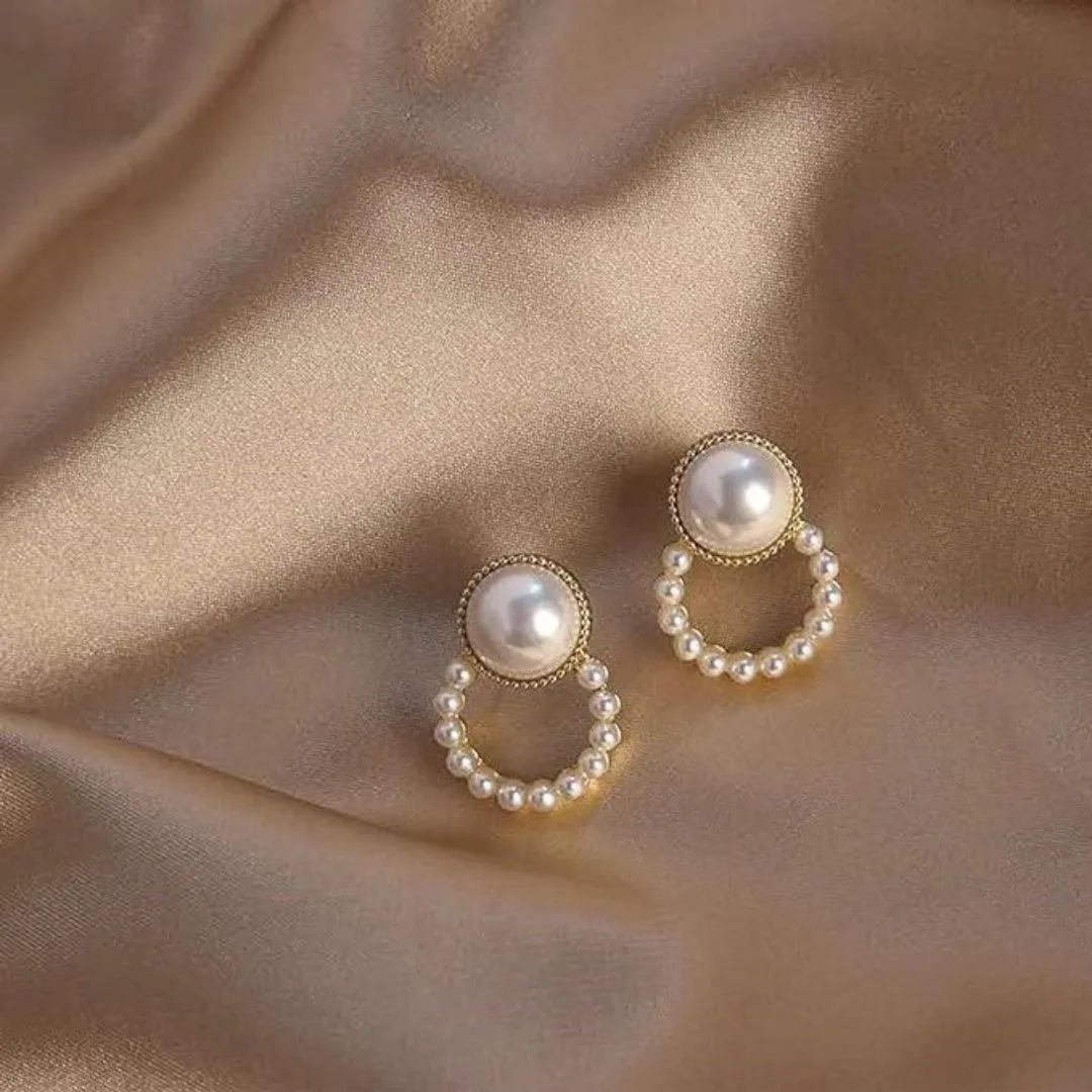 Classic Pearl Circle Drop Earrings