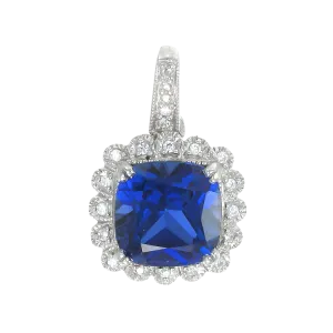 Classic Sapphire Pendant with Accented Halo