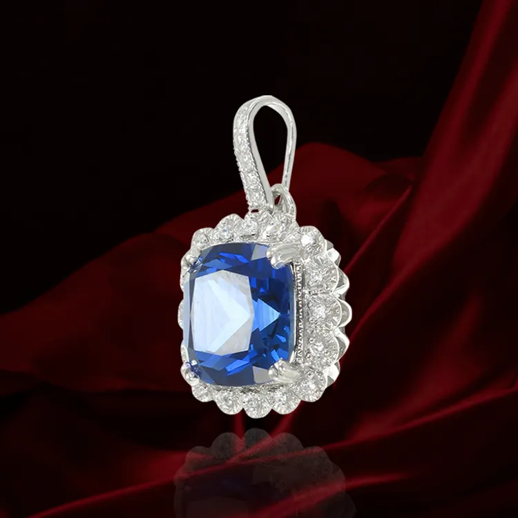 Classic Sapphire Pendant with Accented Halo