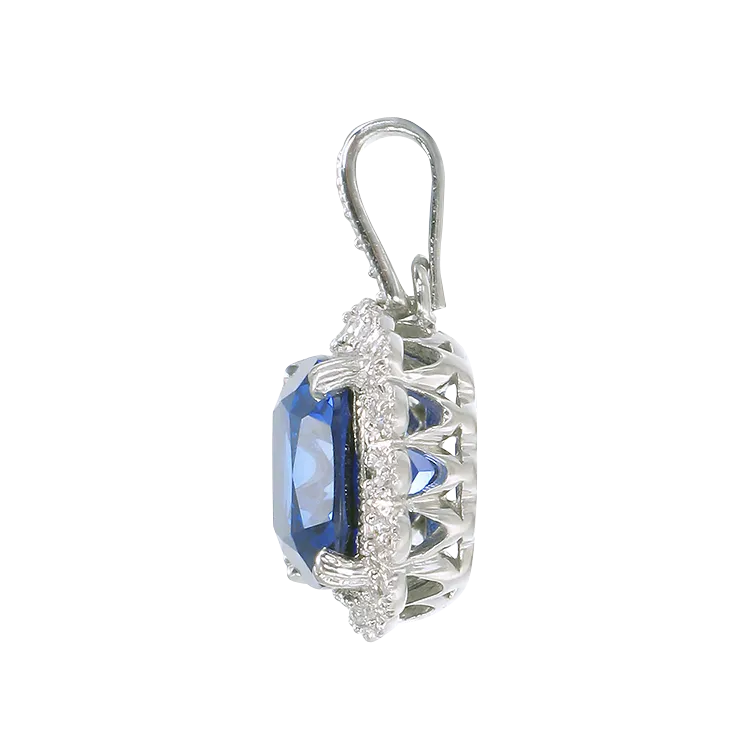 Classic Sapphire Pendant with Accented Halo