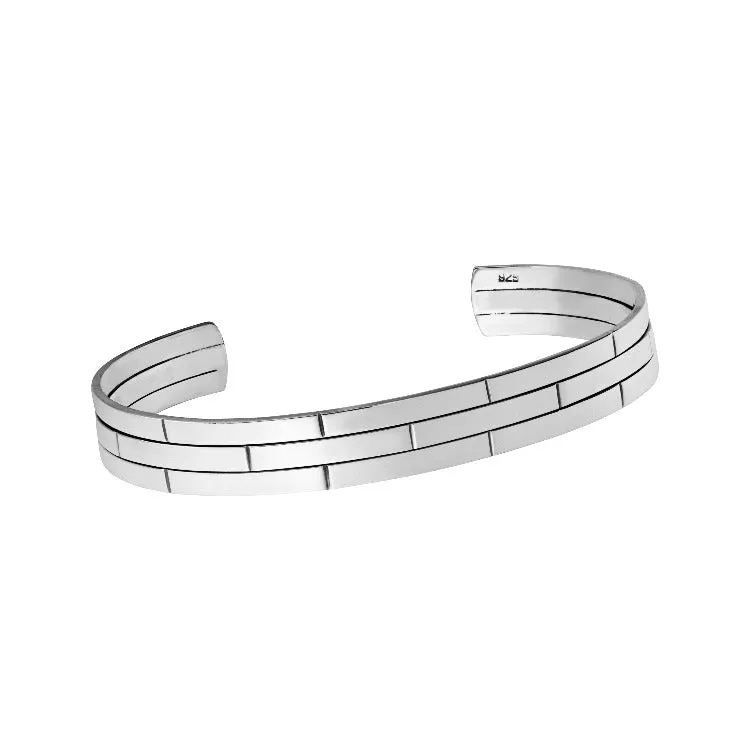 Classic Sterling Silver Bangle for Men | Open Cuff Silver Band Bangle for Gent