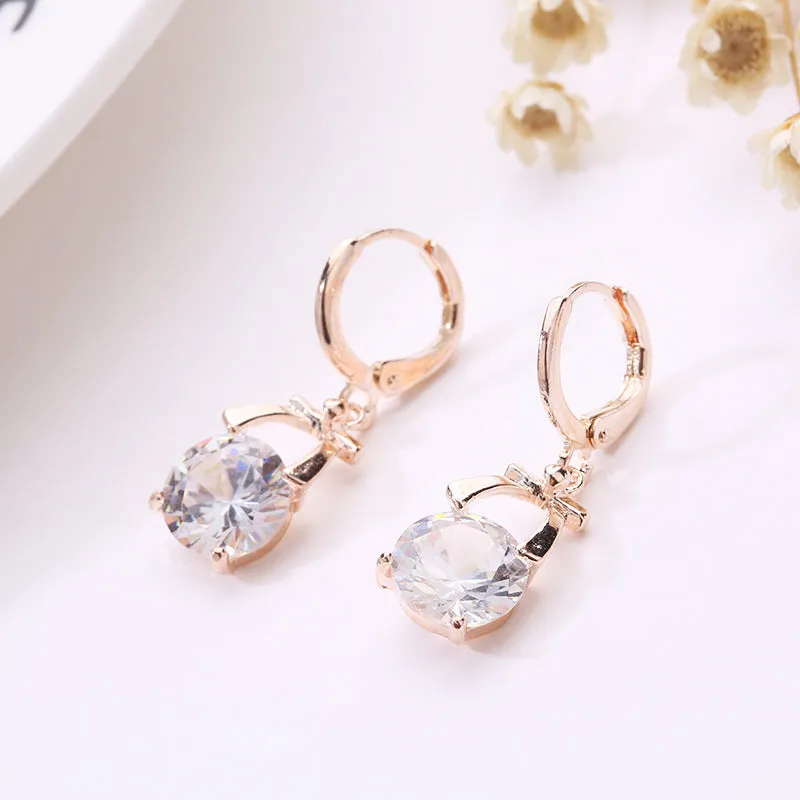 Crystal Earrings Necklace Gold-plated Jewelry Set