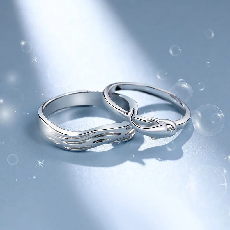 Custom Ocean Theme Relationship Rings for Couple