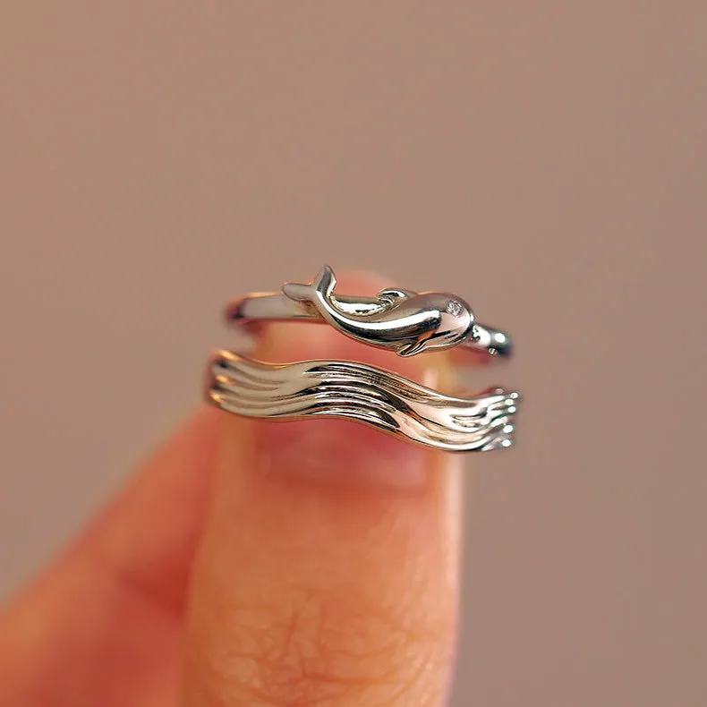 Custom Ocean Theme Relationship Rings for Couple