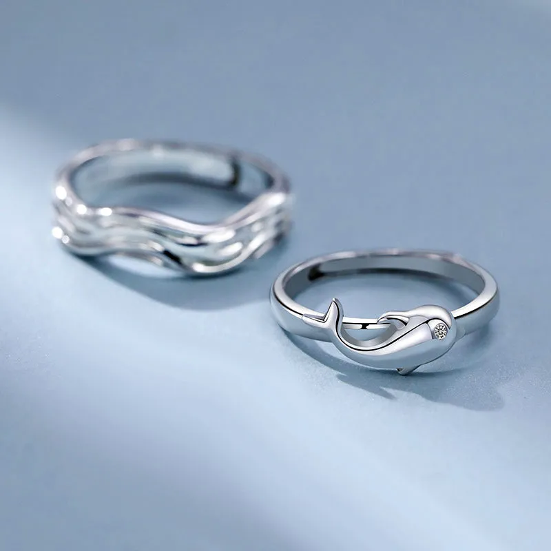 Custom Ocean Theme Relationship Rings for Couple