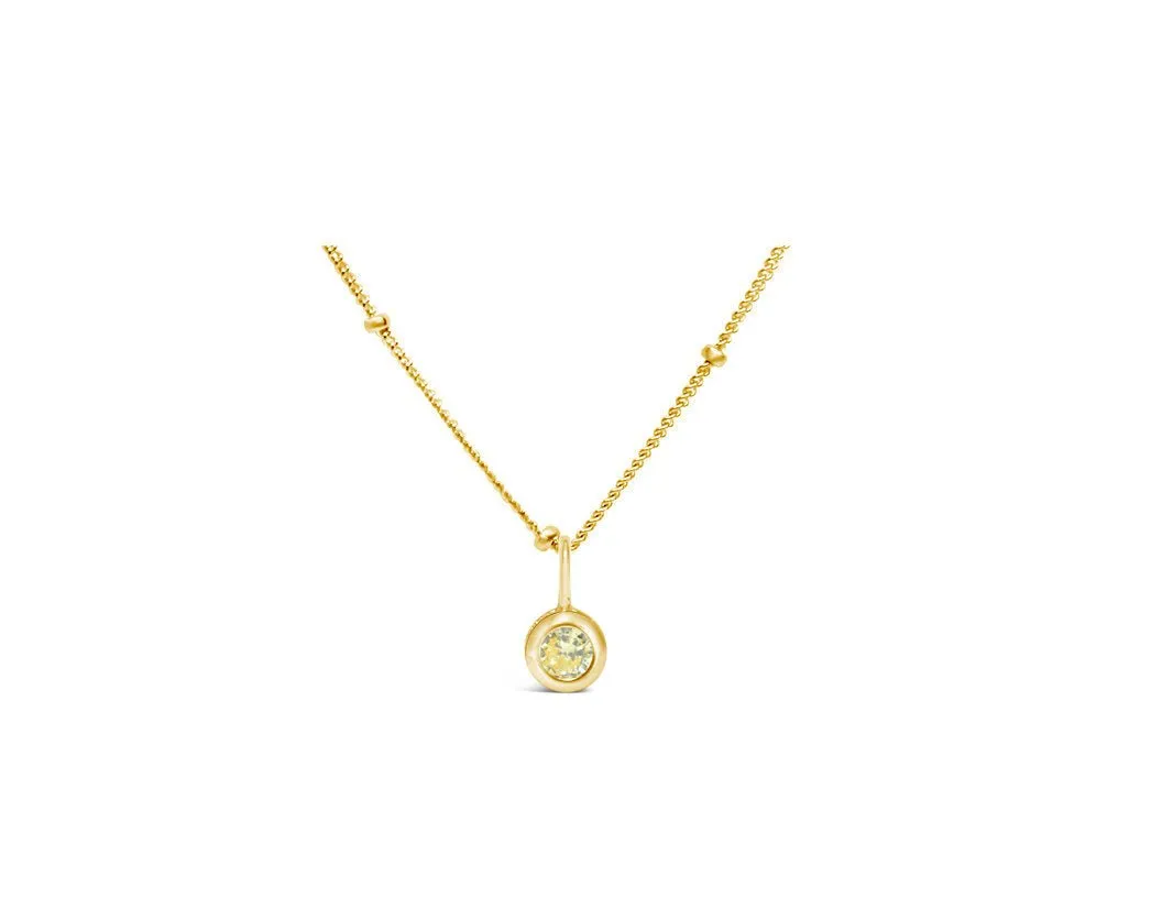 CZ Bezel Birthstone Gold Necklace