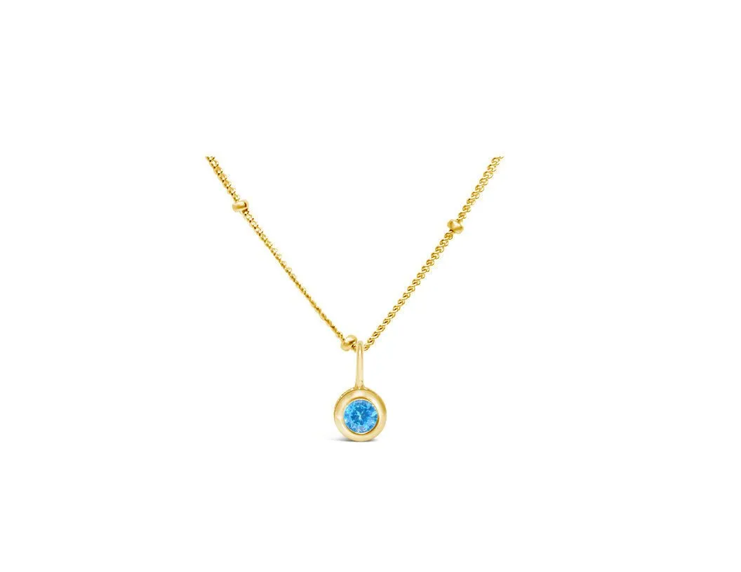 CZ Bezel Birthstone Gold Necklace