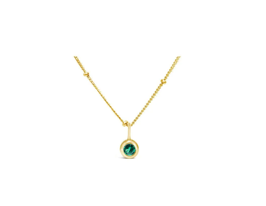 CZ Bezel Birthstone Gold Necklace