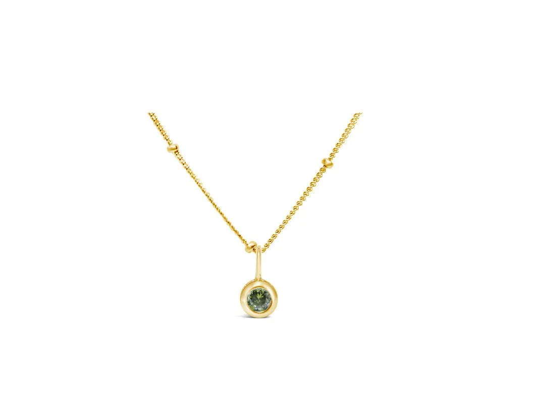 CZ Bezel Birthstone Gold Necklace