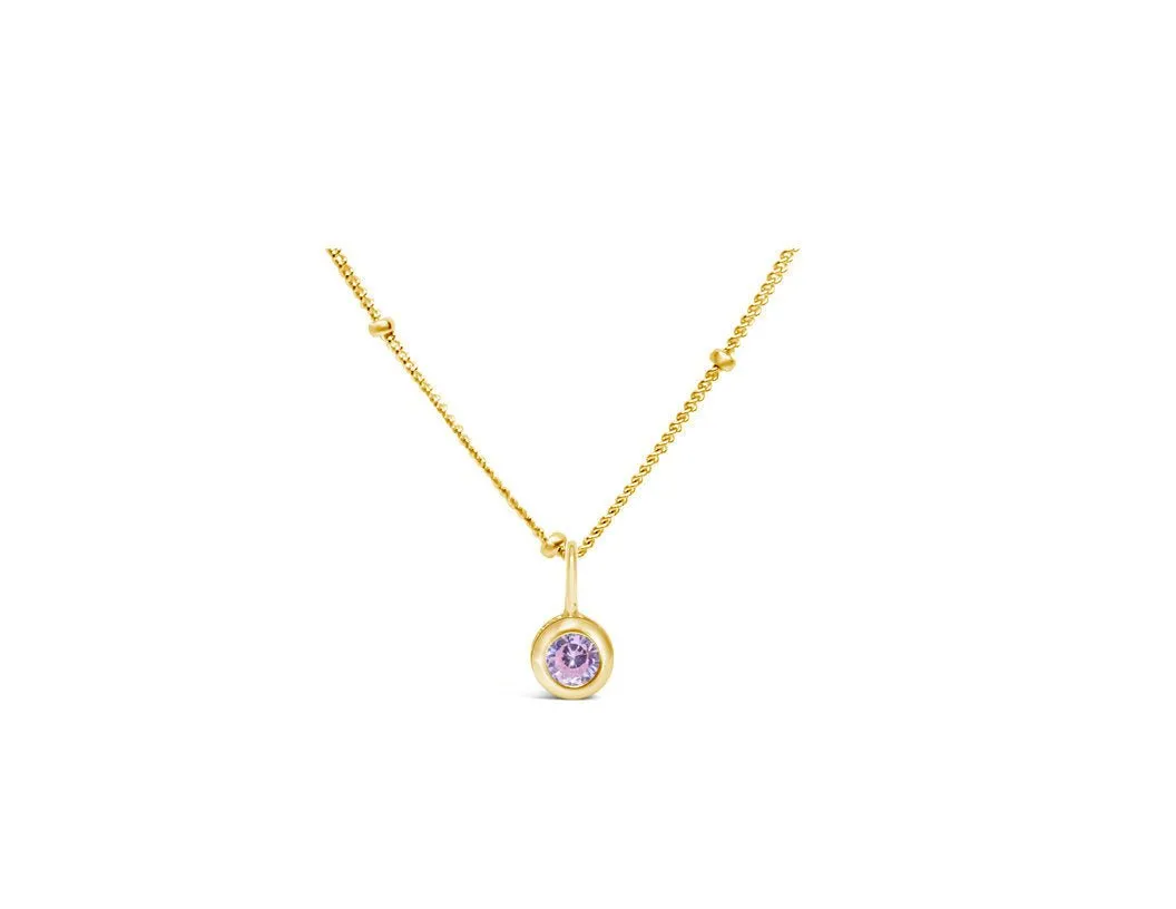 CZ Bezel Birthstone Gold Necklace