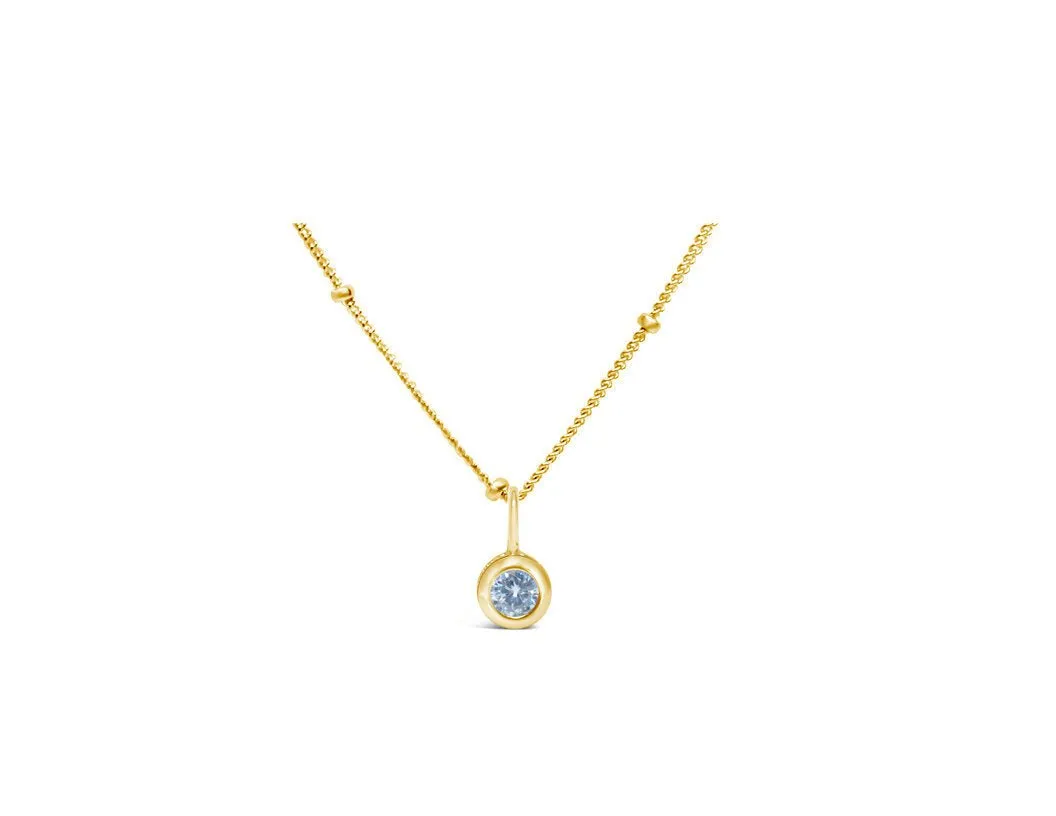 CZ Bezel Birthstone Gold Necklace