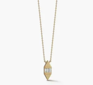 Dana Rebecca 14k Yellow Gold Sadie Pearl Baguette Diamond Tag Necklace