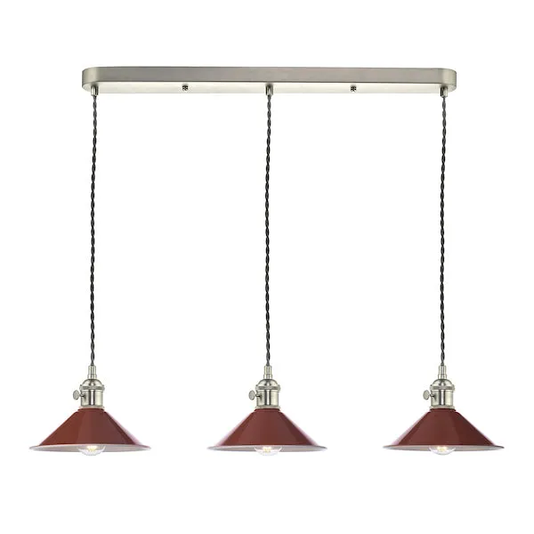 Dar Hadano 3 Bar Light Antique Chrome with Umber Shades