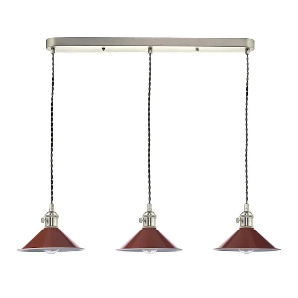 Dar Hadano 3 Bar Light Antique Chrome with Umber Shades