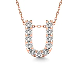 Diamond 1/10 Ct.Tw. Letter U Pendant in 14K Rose Gold"