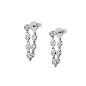 DIAMOND BEZEL SET DROP CHAIN EARRINGS