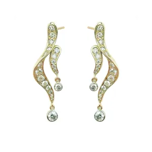 Diamond Drip Earrings in Yellow Gold