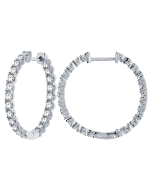 Diamond Earrings - 10ct Inside Out White Gold Hoops - 768972