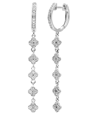 Diamond Earrings - 10ct White Gold Diamond Set Drop Earrings - 784309