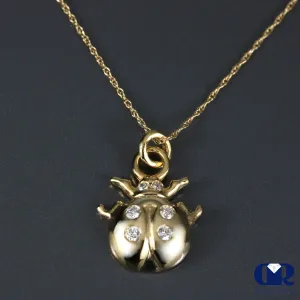 Diamond Ladybug Pendant In 14K Yellow Gold