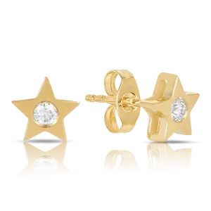 Diamond Star Stud Earrings in 9ct Yellow Gold TGW 0.06ct