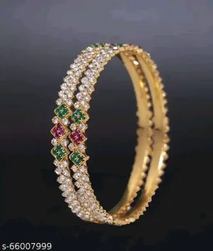 Diva Glittering Bangles – Elegant Gold-Plated Design with Cubic Zirconia