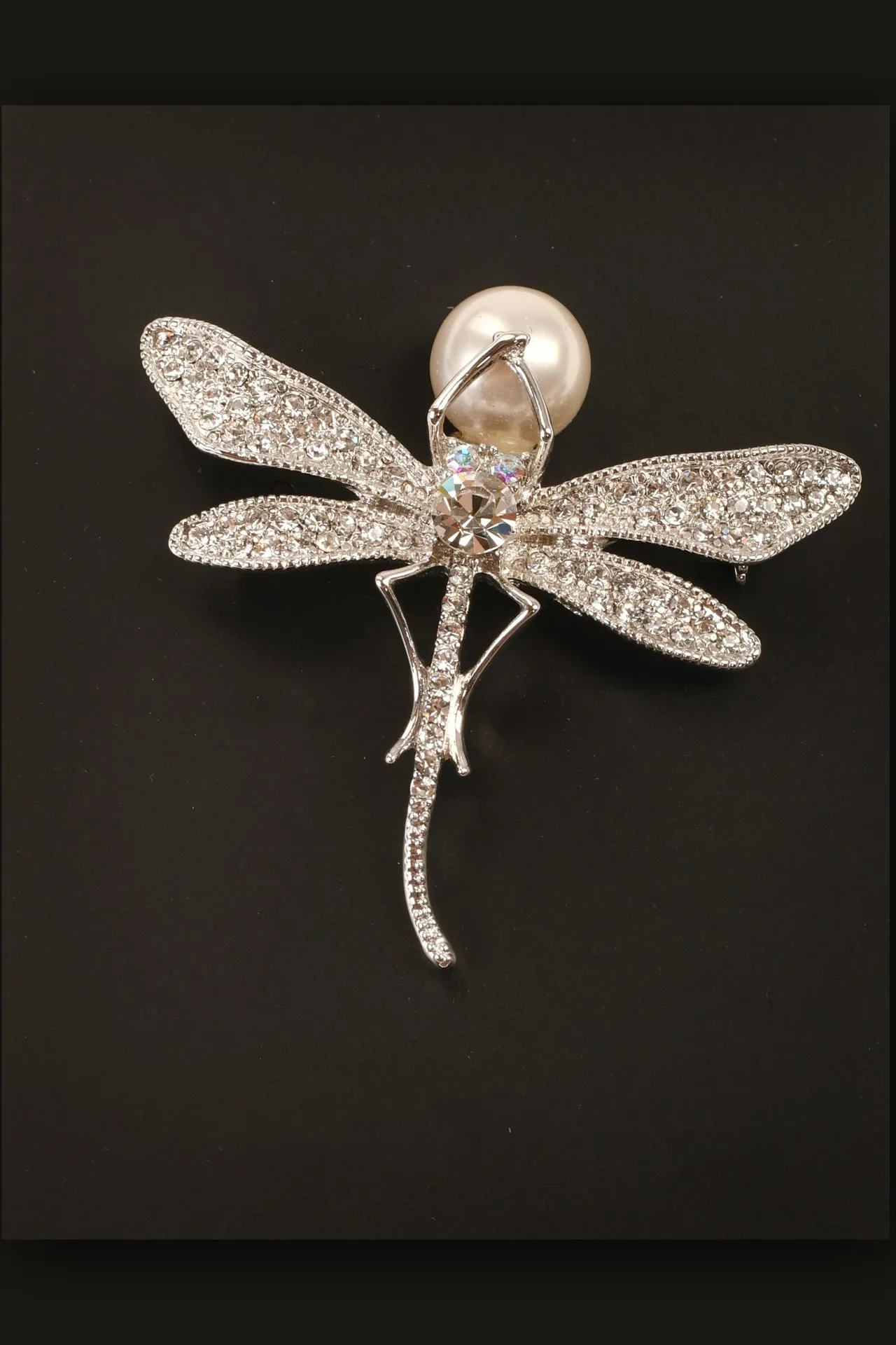 Dragonfly with Pearl Brooch for Good Luck