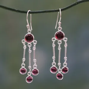 Dreamer Garnet & Silver Chandelier Earrings