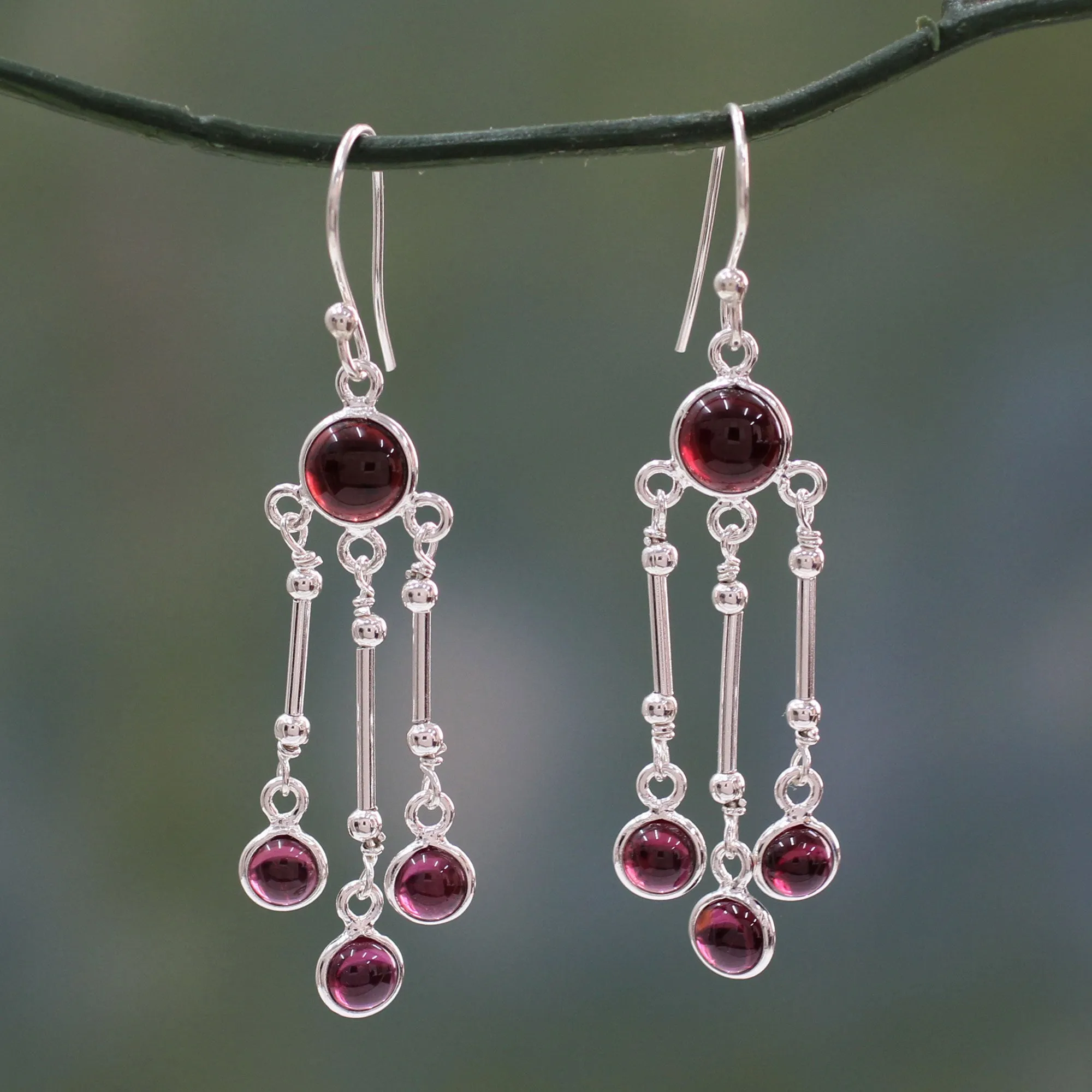 Dreamer Garnet & Silver Chandelier Earrings