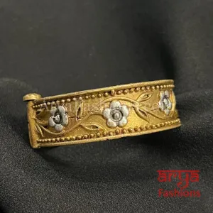 Dual Tone Golden Silver Rajwadi Openable Bracelet