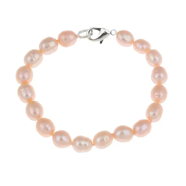 Elegant 8mm  Pink Freshwater Pearl Bracelet for Women and Girls