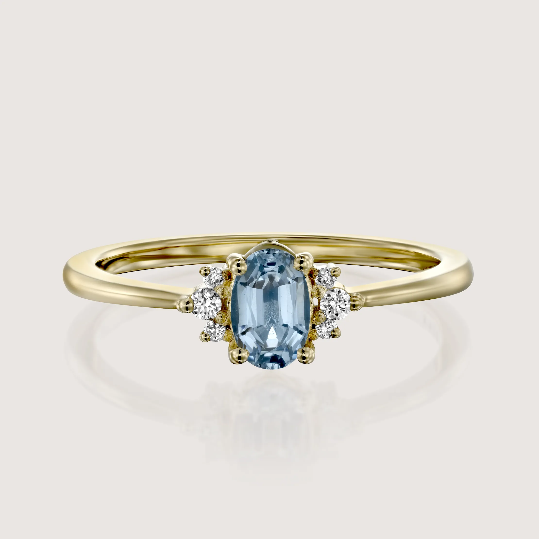 Ella Ring with Aquamarine and Diamonds