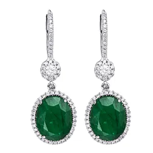 Emerald and Diamond Drop Earrings