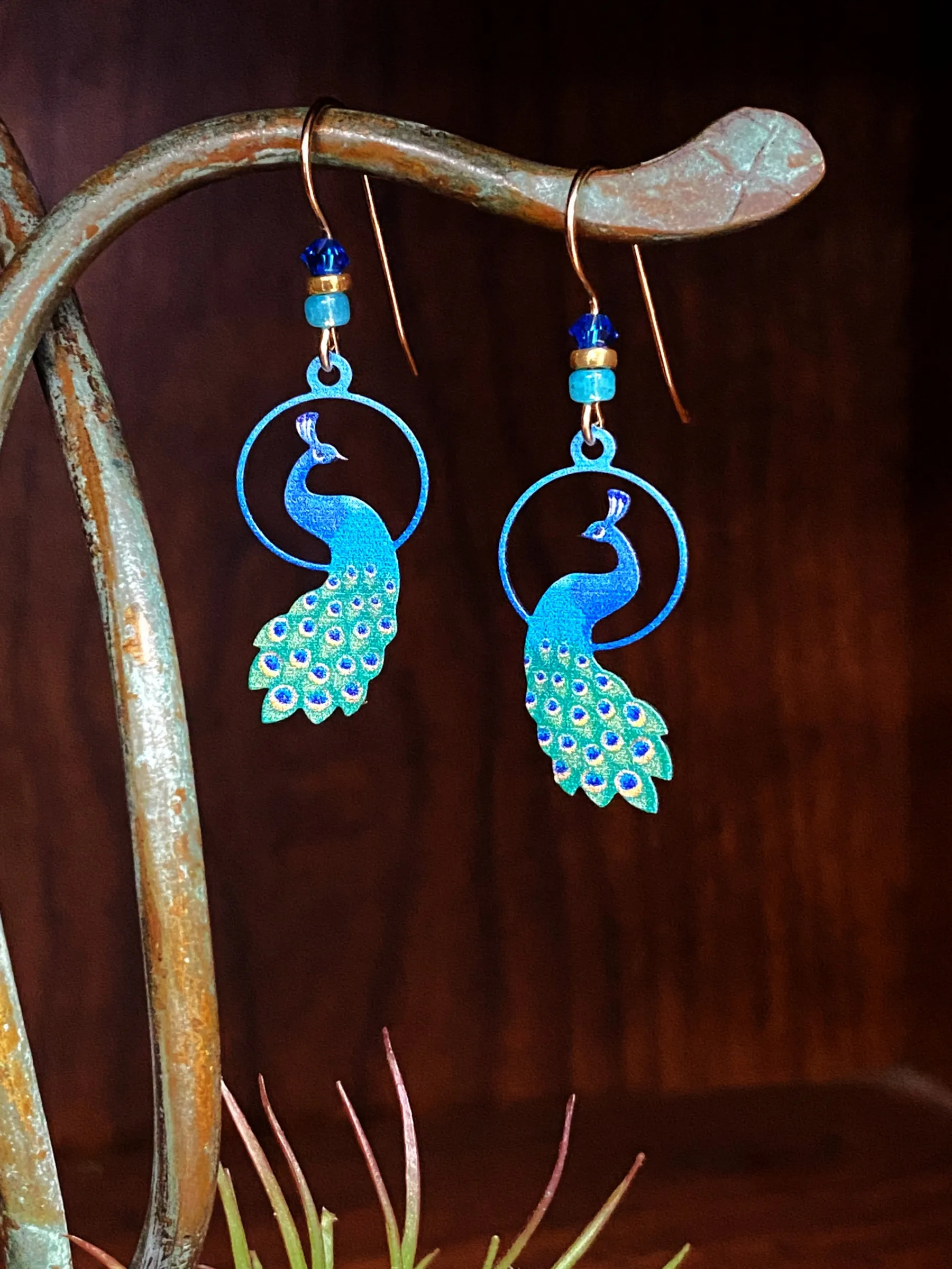 Encircled Peacock Dangles by Sienna Sky